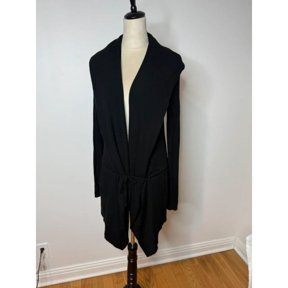 Helmut Lang Black Tencel Draped Open Front Poncho Cardigan - Size S
